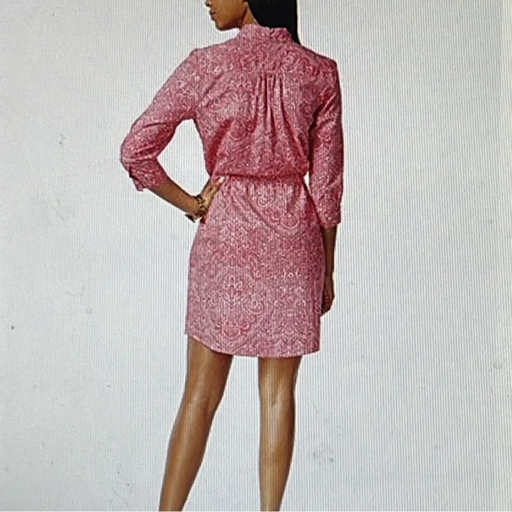 Tommy Hilfiger Pink Smocked Polo Collar Dress 3/4 sleeve - Picture 2 of 12
